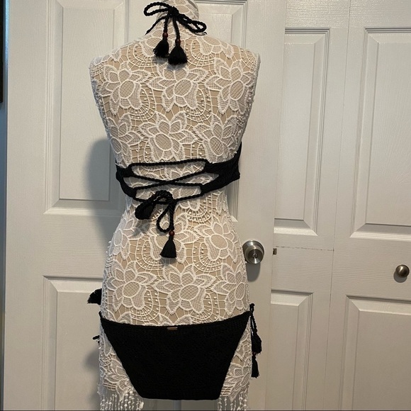 Victoria’s Secret bikini (M) and top (36C) padded push-up crochet black … - Picture 3 of 16